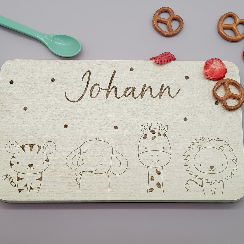 Frühstücksbrettchen Giraffe mit Namen