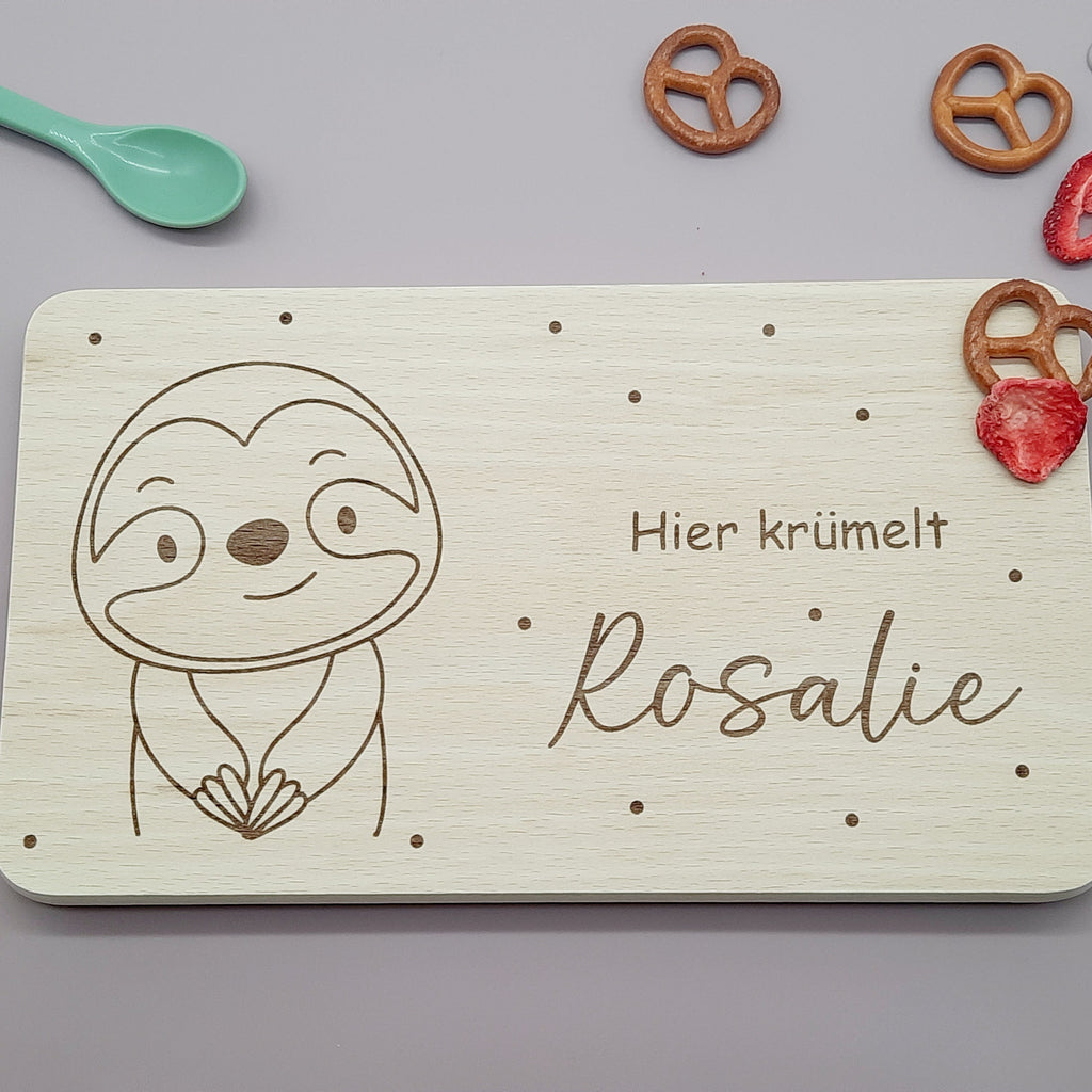 Frühstücksbrettchen Faultier mit Namen