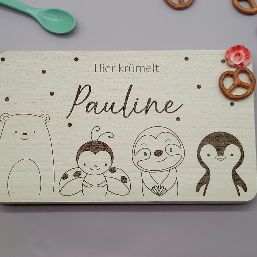 Frühstücksbrettchen Marienkäfer mit Namen
