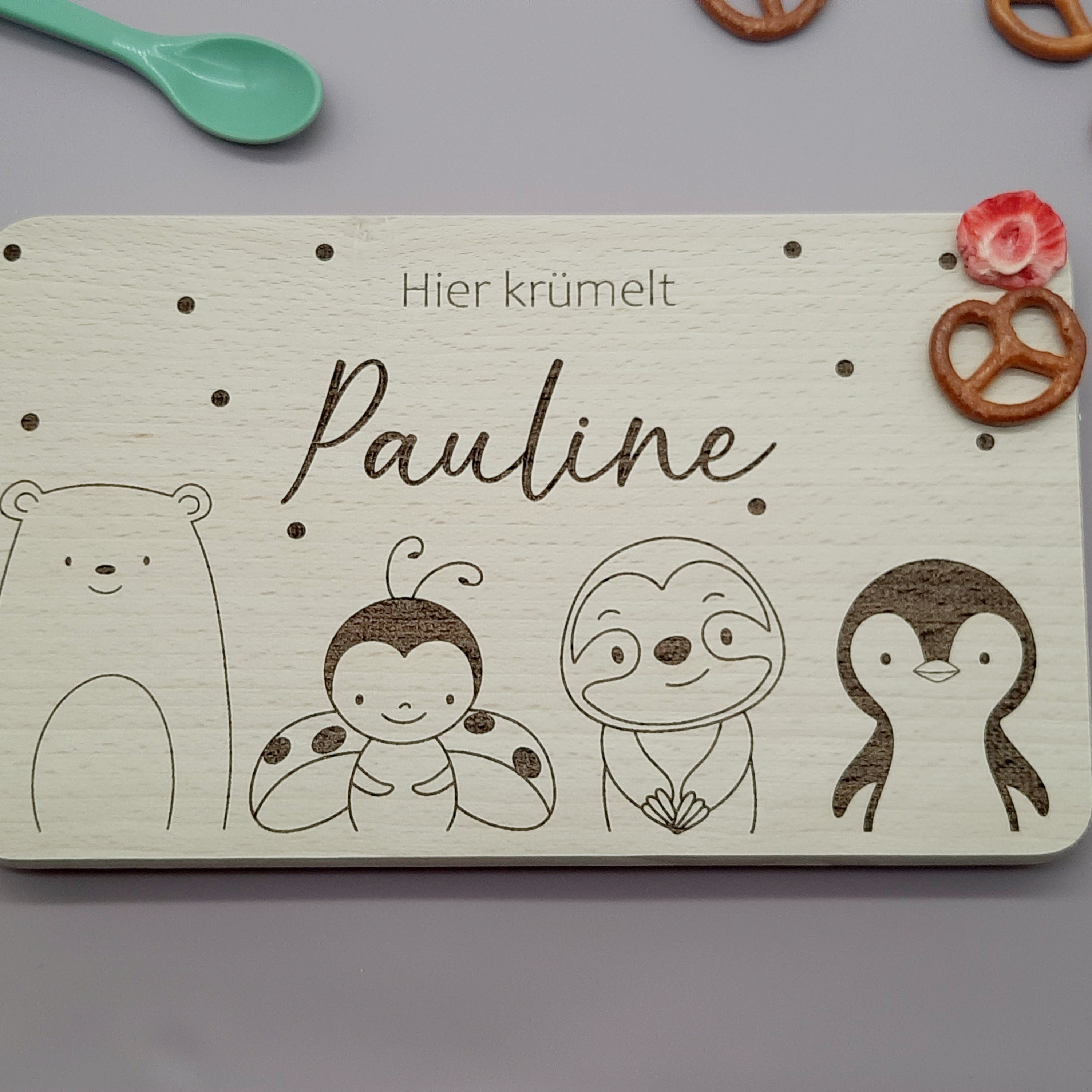 Frühstücksbrettchen Marienkäfer mit Namen