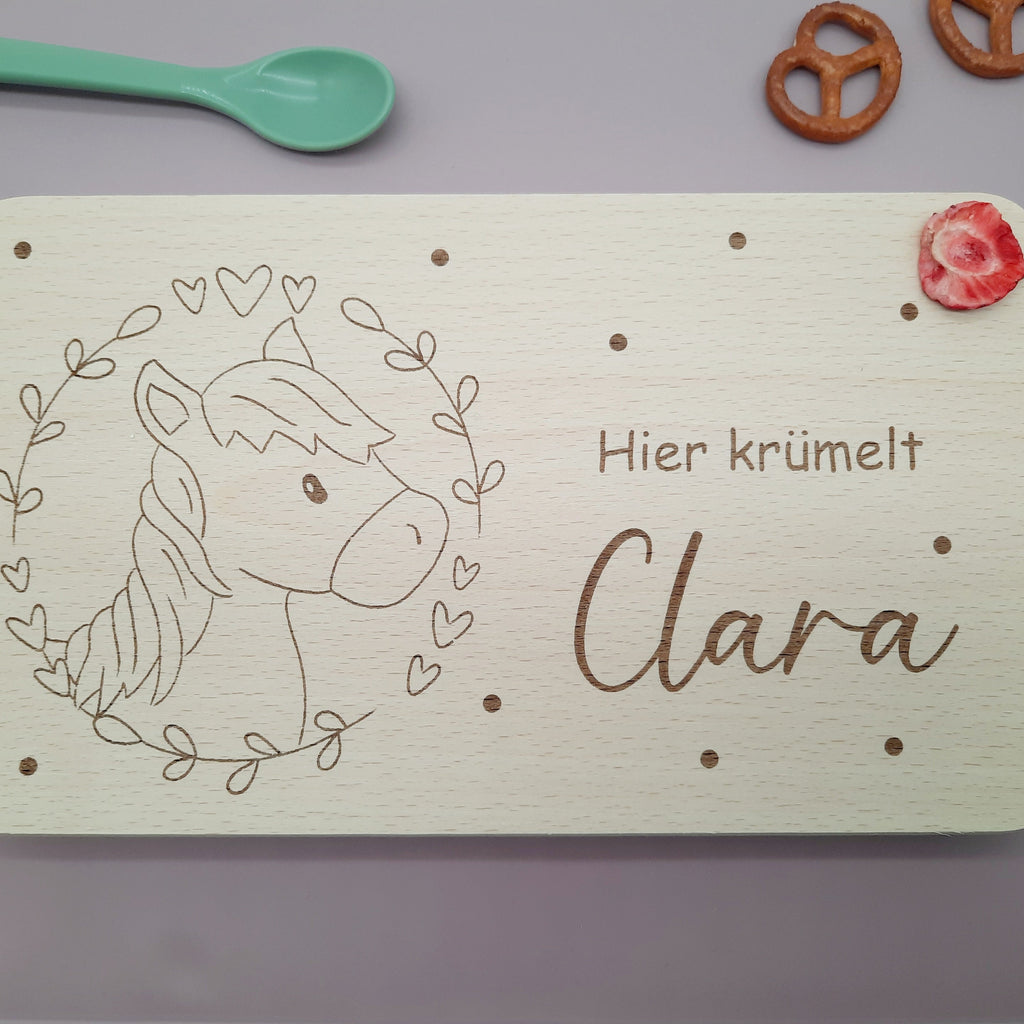 Frühstücksbrettchen Pony mit Namen