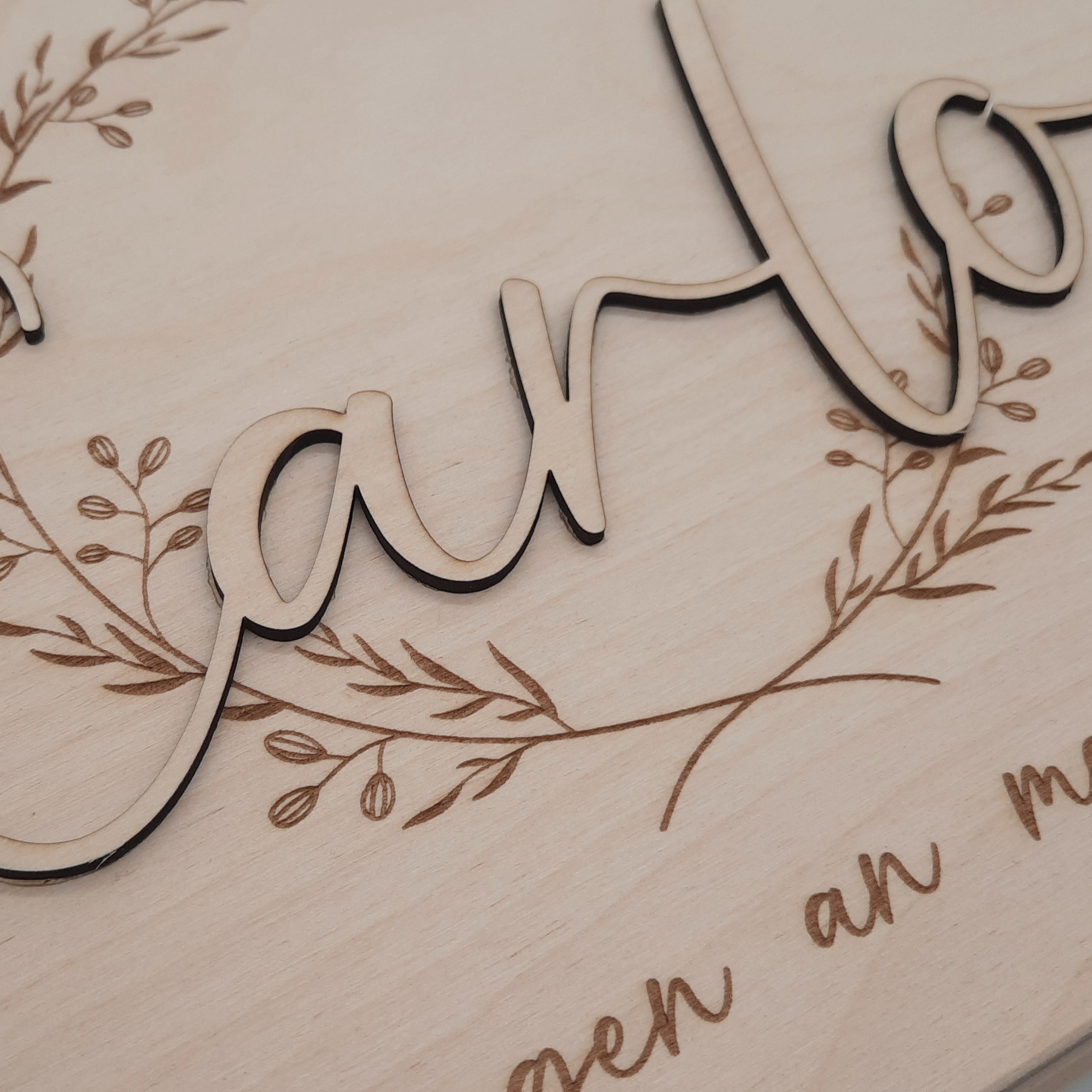 Personalisierte Erinnerungsbox Olivenkranz 3D Name und Spruch nach Wahl