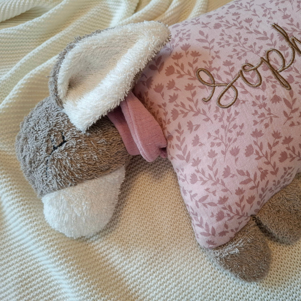 Kuschelkissen Eselchen mit Frottee und Musselin in Wunschfarbe