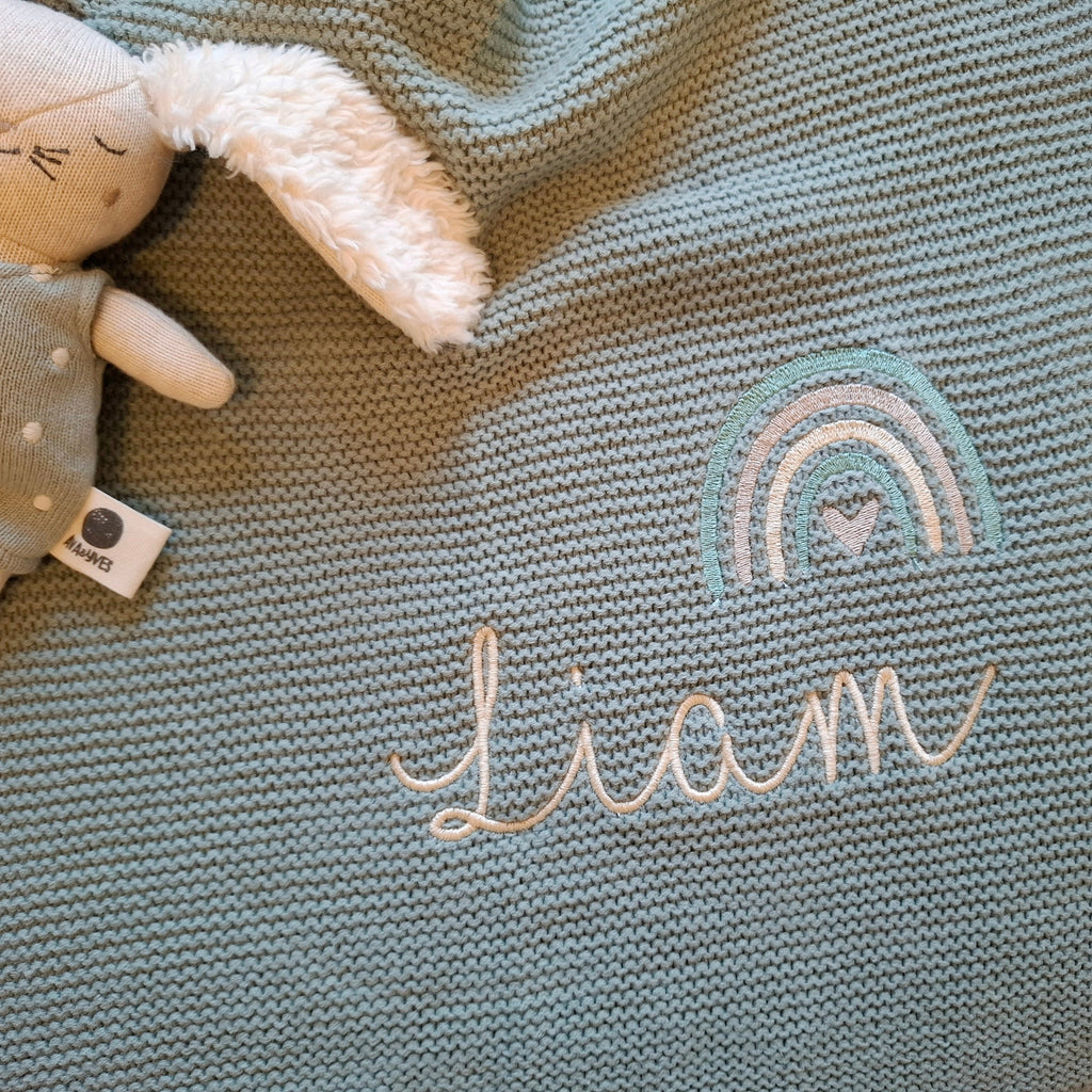 Babydecke Strick in Wunschfarbe Regenbogen