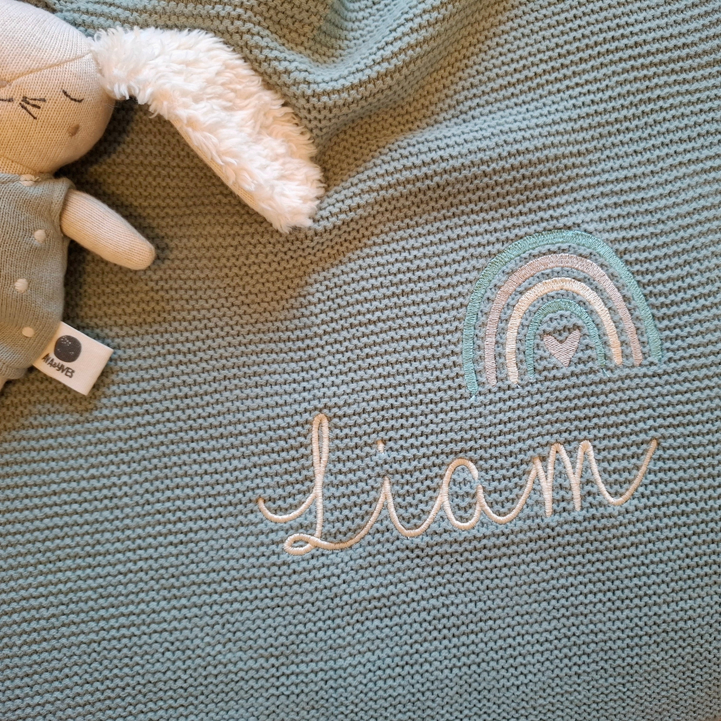 Babydecke Strick in Wunschfarbe Regenbogen