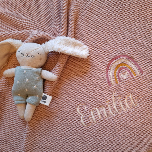 Babydecke Strick in Wunschfarbe Regenbogen