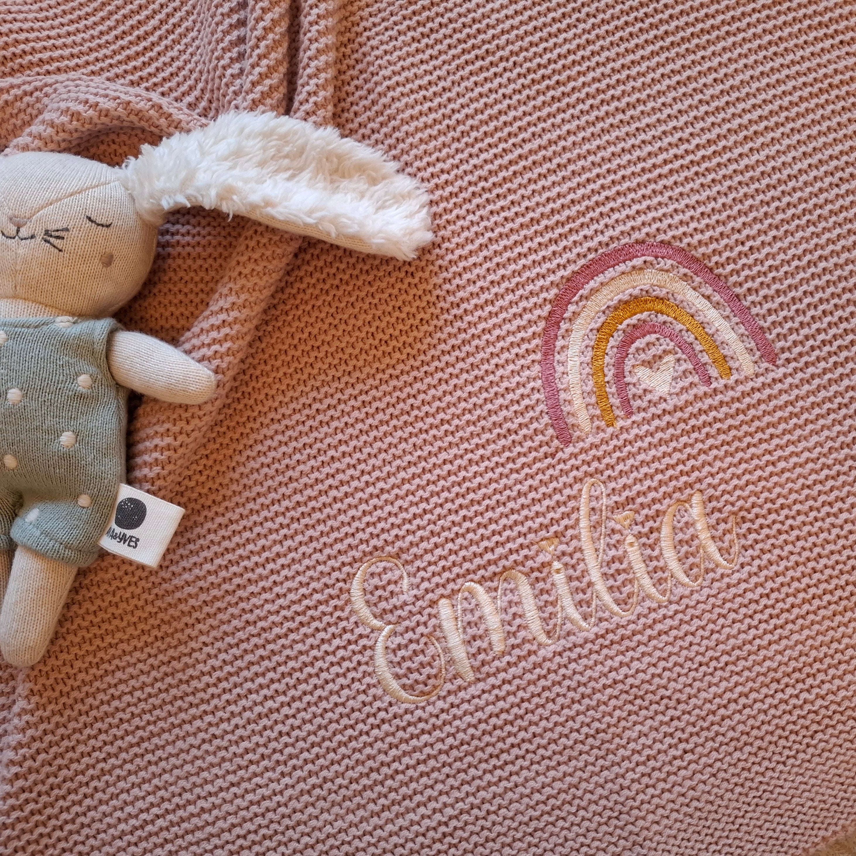 Babydecke Strick in Wunschfarbe Regenbogen