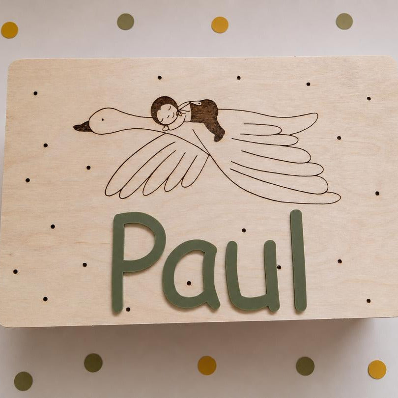 Personalisierte Erinnerungsbox Olivenkranz 3D Name aus Acryl