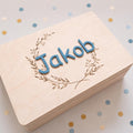Personalisierte Erinnerungsbox Olivenkranz 3D Name aus Acryl