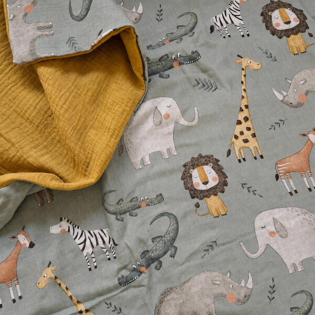 Babydecke Musselin Safari personalisierbar