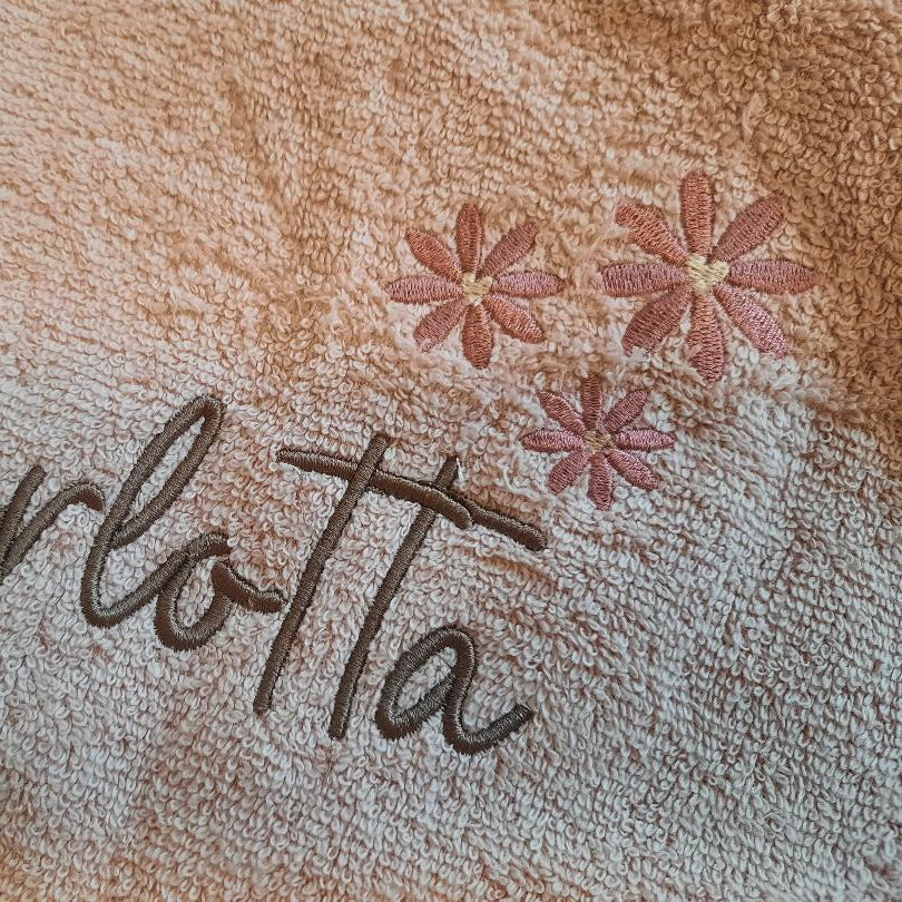 Badeponcho personalisiert 1 - 4 Jahre Blümchen in Wunschfarbe