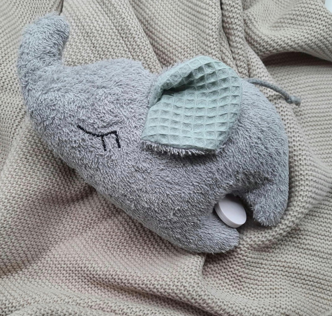 Elefant dunkelgrau oder hellgrau  / Innenohr Waffelpiqué in Wunschfarbe