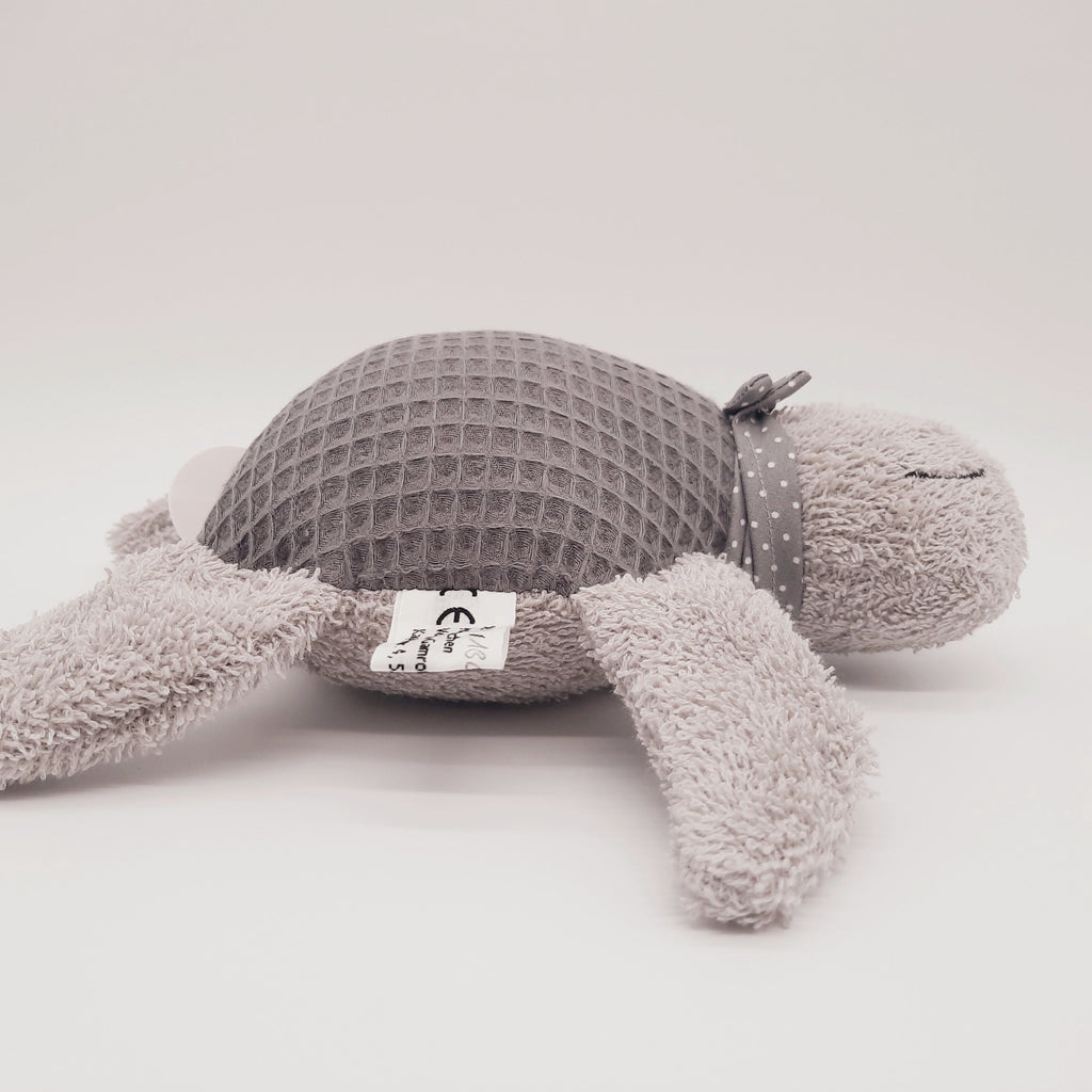 Kleine Schildkröte hellgrau mit Panzer (Waffelpiqué) in Wunschfarbe