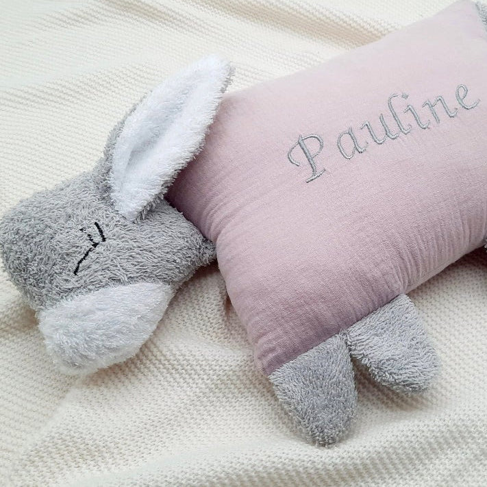 Kuschelkissen Eselchen mit Frottee und Musselin in Wunschfarbe