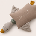 Kuschelkissen Kleine Gans mit Frottee und Musselin in taupe oder sand
