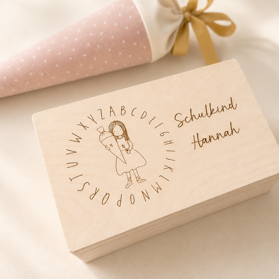 Personalisierte Erinnerungsbox Einschulung