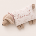 Kuschelkissen Kleiner Hund taupe hell mit Musselin in Wunschfarbe