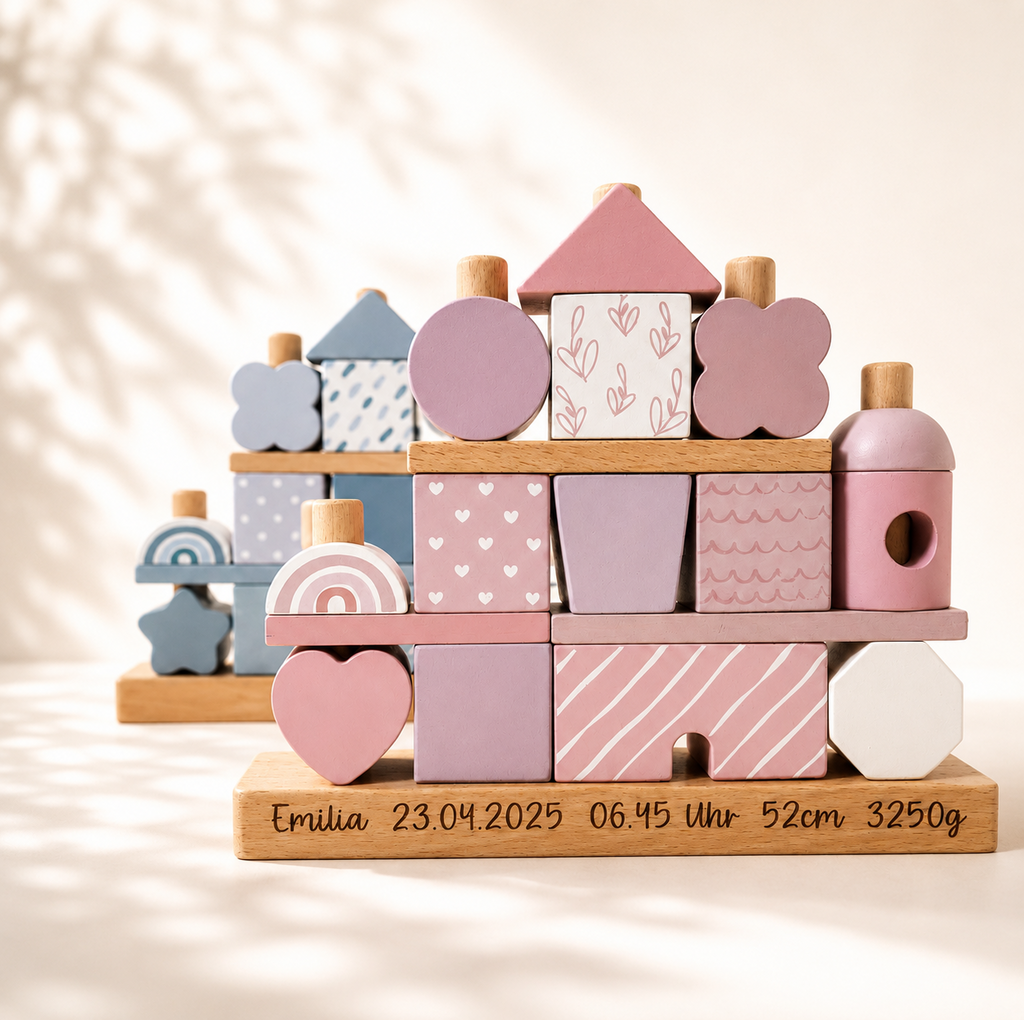 Small Foot Stapelhaus rosa oder blau personalisierbar