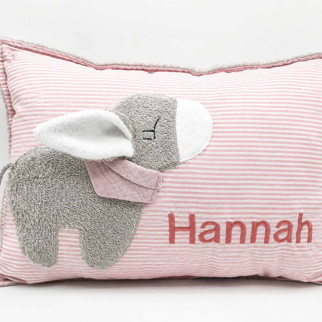 Kuschelkissen mit Namen rosa gestreift Eselchen