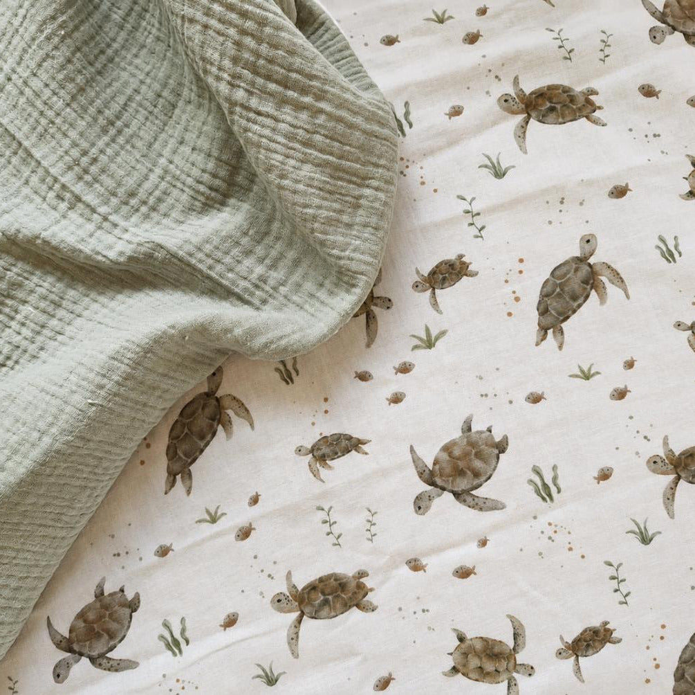 Babydecke Musselin Schildkröte personalisierbar